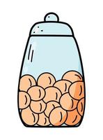 Cookie jar vector icon, chocolate chip cookies in a jar. vector illustration of a doodle.