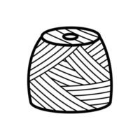 A skein of woolen threads for knitting or sewing, vector doodle illustration of homemade needlework