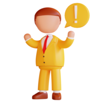 personnage 3d avec point d'exclamation png