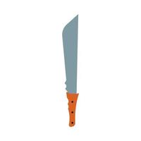 Machete weapon design vector icon. Medieval cut forest sharp handle flat sword