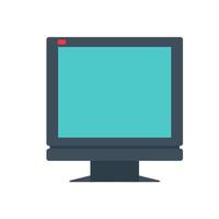 Display monitor vector computer screen design isolated white blank. Illustration equipment device electronic technology digital lcd icon. Flat business front view desktop PC panel frame office