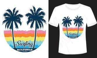 Surfing California T-shirt Design Vector Illustration