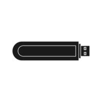 USB flash vector illustration icon solid black and technology memory drive. Computer storage datum electronic device and transfer information isolated white. Portable file disc equipment backup