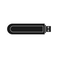 USB flash vector illustration icon solid black and technology memory drive. Computer storage datum electronic device and transfer information isolated white. Portable file disc equipment backup