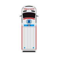 Ambulance van flat vector top view. Help emergency auto red transportation rescue