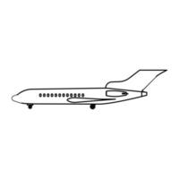 Airplane travel vector icon illustration transportation outline. Aircraft symbol and fly plane transport isolated white line thin