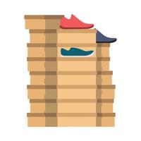 Shoe box vector icon design packaging retail carton paper product. Container case selling flat boot collection accessory store