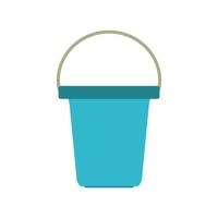 Bucket water vector illustration clean container equipment. Isolated handle bucket icon empty can object. Water bucketful plastic symbol housework sign gardening. Blue pot basket garden icon simple