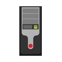 icono de vector de caja de PC tecnología de equipo de torre de computadora. oficina de servidor de caja de estación de trabajo plana de signo de sistema negro