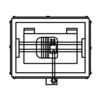 3D printer vector technology design icon outline. Engineering line manufacturing model from plastic and thin industry concept symbol. Innovation business illustration and print machine prototype