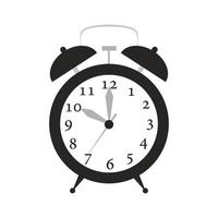 Alarm clock time vector illustration timer with bell icon. Retro symbol alarm clock with ring. Isolated vintage reminder alert wake up with number. Clock circle face with pointer analog instrument