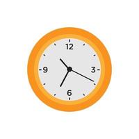 Wall clock time circle symbol vector illustration office watch icon with number. Round wall clock with pointer hour minute and second isolated sign. Alarm clockwork shape face measurement with arrow