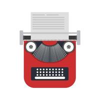 Typewriter paper vector illustration retro keyboard type equipment icon. Antique typewriter office editor object machine paper. Manual machine author typing stationary equipment icon with letter