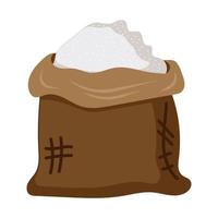 Bag of white sugar vector food icon isolated. Sweet sack flour ingredient drawing. Cook kitchen packet and symbol burlap sweetener container. Brown bagful sucrose and heap granules glucose grain
