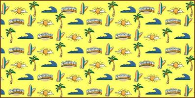 Summer Set Icons Pattern Background vector