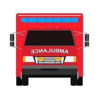 Ambulance van flat vector front view. Help emergency auto red transportation rescue