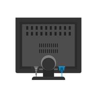 Monitor black computer illustration screen vector back view display. Technology electronic design device flat icon office