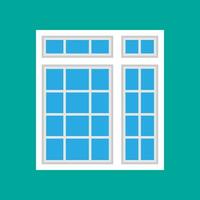 Window glass front view architecture vector concept. Interior cartoon furniture room structure flat