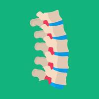 icono de vector de paciente de enfermedad de dolor de espalda lumbar de vértebras humanas. esquelético enfermo espina dorsal hueso columna disco médico