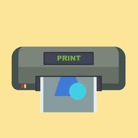 Printer office machine vector icon device design. Graphic digital ink job business pictogram simple flat electronic