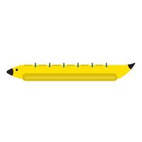 Icono de vector de vista lateral inflable de barco banana. amarillo mar diversion actividad agua verano. viajes de ocio de recreación de vacaciones