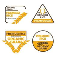 conjunto de logotipos e insignias de grano orgánico de arroz de primera calidad para la agricultura. ilustración de vector de colección de arroz premium orgánico