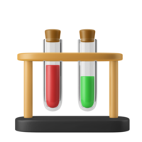 tubo de ensaio de vidro de química com ilustração de ícone 3d líquido png