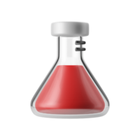 vidrio de matraz químico con ilustración de icono 3d fluido png