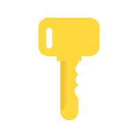 Key security vector icon door. House lock and safe home protection. Metal sign privacy secure. Gold silhouette isolated white and shape business access. Simple yellow tool for padlock and shiny sign