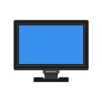 icono de vector de visualización de vista frontal de pantalla de monitor. arriba ordenador electronico aislado blanco. oficina de equipo de dispositivo de pc plana