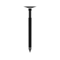 Nail tool construction vector illustration equipment icon solid black. Repair symbol industry and object isolated white. Carpentry instrument and element worker. Repairing screw mechanic spike