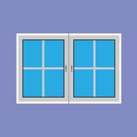 Window glass front view architecture vector concept. Interior cartoon furniture room structure flat
