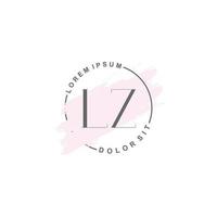 Initial LZ minimalist logo with brush, Initial logo for signature, wedding, fashion. vector