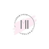 Initial MI minimalist logo with brush, Initial logo for signature, wedding, fashion. vector