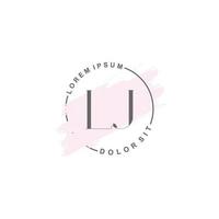 Initial LJ minimalist logo with brush, Initial logo for signature, wedding, fashion. vector