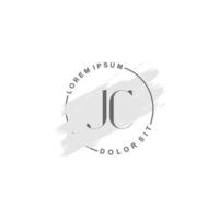 Initial JC minimalist logo with brush, Initial logo for signature, wedding, fashion. vector