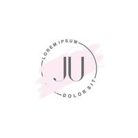 Initial JU minimalist logo with brush, Initial logo for signature, wedding, fashion. vector