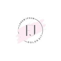 logotipo inicial fj minimalista con pincel, logotipo inicial para firma, boda, moda, belleza y salón. vector