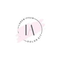 Initial IA minimalist logo with brush, Initial logo for signature, wedding, fashion. vector