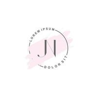 Initial JN  minimalist logo with brush, Initial logo for signature, wedding, fashion. vector