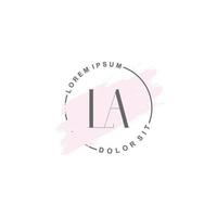 Initial LA minimalist logo with brush, Initial logo for signature, wedding, fashion. vector