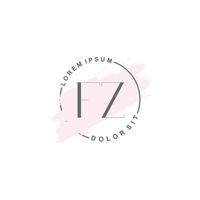 Initial FZ minimalist logo with brush, Initial logo for signature, wedding, fashion, beauty and salon. vector