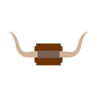 Mounted wall horn travel vector icon. Big bull herbivore animal illustration safari