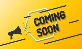 Banner Coming Soon with megaphone creative background with lines. Vector presentation illustration