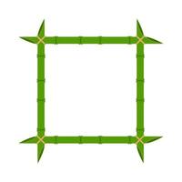 Green bamboo frame vector wood design illustration nature isolated white. Empty border bamboo frame template stick with rope stem. Space decoration element for text panel tropical border wood