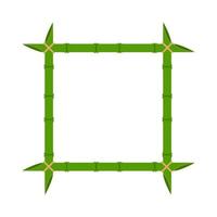 Green bamboo frame vector wood design illustration nature isolated white. Empty border bamboo frame template stick with rope stem. Space decoration element for text panel tropical border wood