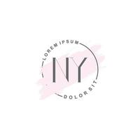 logotipo minimalista inicial ny con pincel, logotipo inicial para firma, boda, moda. vector