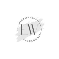 Initial EW minimalist logo with brush, Initial logo for signature, wedding, fashion, beauty and salon. vector