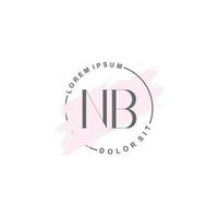 Initial NB minimalist logo with brush, Initial logo for signature, wedding, fashion. vector