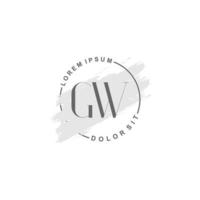 Initial GW minimalist logo with brush, Initial logo for signature, wedding, fashion, beauty and salon. vector